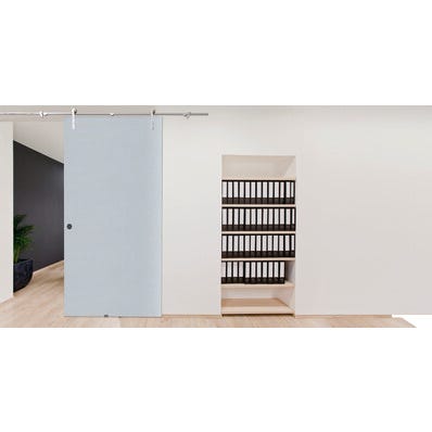Bricomart PUERTA CORREDERA DE CRISTAL ORLANDO ANCHO 83 CM PARA RODAMIENTOS Envío internacional gratuito