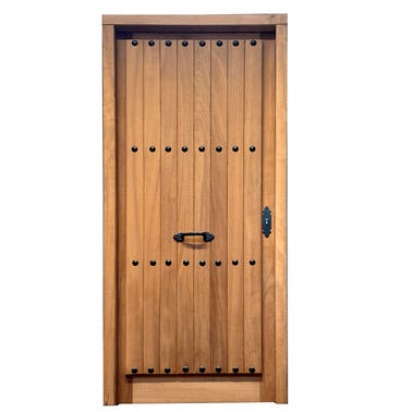 Bricomart PUERTA ENTRADA MACIZA MADERA IROKO 80CM DERECHA Descuento