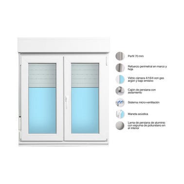 Bricomart VENTANA PVC OSCILOBATIENTE CON PERSIANA BLANCA 120X118CM Liquidación