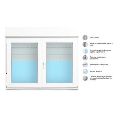 Bricomart VENTANA PVC OSCILOBATIENTE CON PERSIANA BLANCA 140X118CM Oferta especial