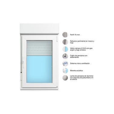 Bricomart VENTANA PVC OSCILOBATIENTE CON PERSIANA BLANCA 70X118CM Últimos 3 días