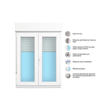 Bricomart VENTANA PVC OSCILOBATIENTE CON PERSIANA BLANCA 100X138CM Último día