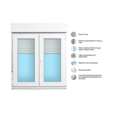Bricomart VENTANA PVC OSCILOBATIENTE CON PERSIANA BLANCA 100X118CM Promoción trimestral