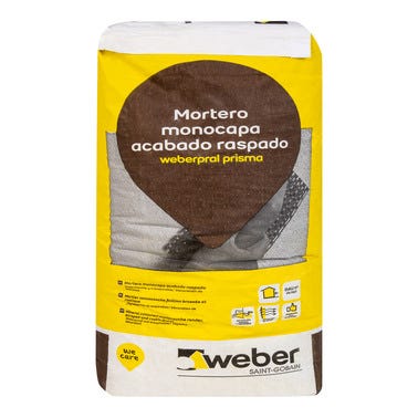 Bricomart MORTERO MONOCAPA WEBERPRAL PRISMA 25 KG BLANCO Superdescuento