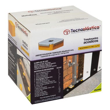 Bricomart AMORTIGUADOR PARA TABIQUE 60X60MM 20 MM 60-150 KG 25 UDS Ahorra y exporta