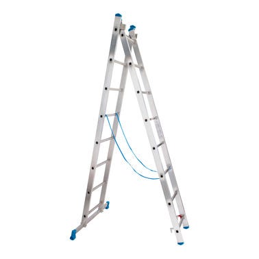 Bricomart ESCALERA METÁLICA TRANSFORMABLE DE ALUMINIO 8+8 PELDAÑOS Venta caliente