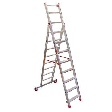 Bricomart ESCALERA METÁLICA TRANSFORMABLE DE ALUMINIO 10+10 PELDAÑOS En oferta