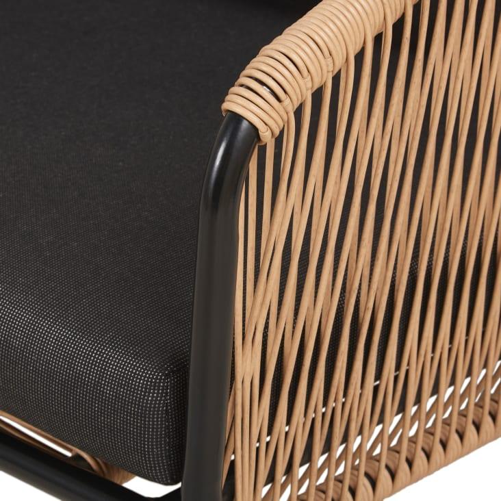 ﻿Maisons du Monde Arun - Sofá de jardín de 3 plazas de resina reciclada beige y metal negro Oferta especial