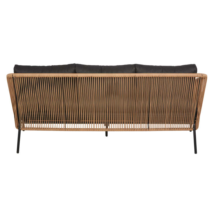 ﻿Maisons du Monde Arun - Sofá de jardín de 3 plazas de resina reciclada beige y metal negro Oferta especial