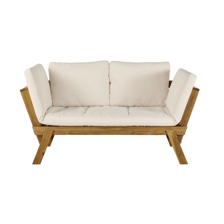 Maisons du Monde Relax - Banqueta de jardín modular de 3 plazas de acacia con cojines de tejido reciclado color crudo