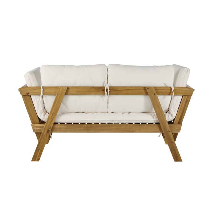 Maisons du Monde Relax - Banqueta de jardín modular de 3 plazas de acacia con cojines de tejido reciclado color crudo Últimos 3 días