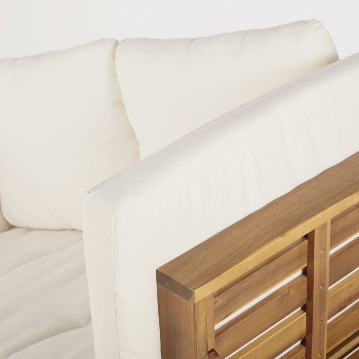 Maisons du Monde Relax - Banqueta de jardín modular de 3 plazas de acacia con cojines de tejido reciclado color crudo Últimos 3 días
