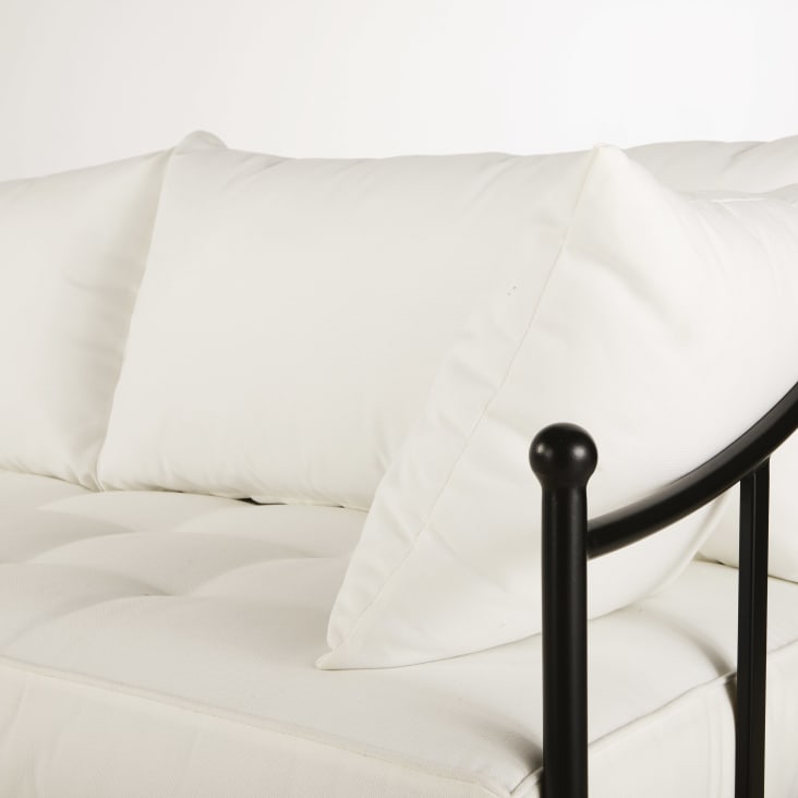 Maisons du Monde Marignane - Sillón de jardín de 3 plazas de acero negro y cojines blanco roto Precio de fábrica