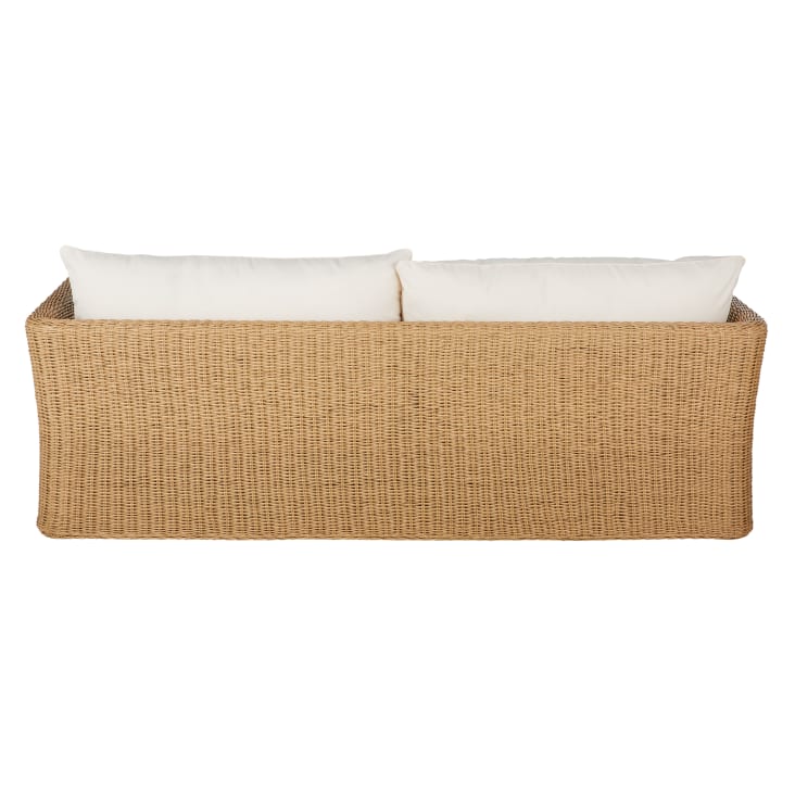 Maisons du Monde Agulo - Sofá de 3 plazas de exterior de resina reciclada efecto ratán y poliéster reciclado beige Promoción por tiempo limitado