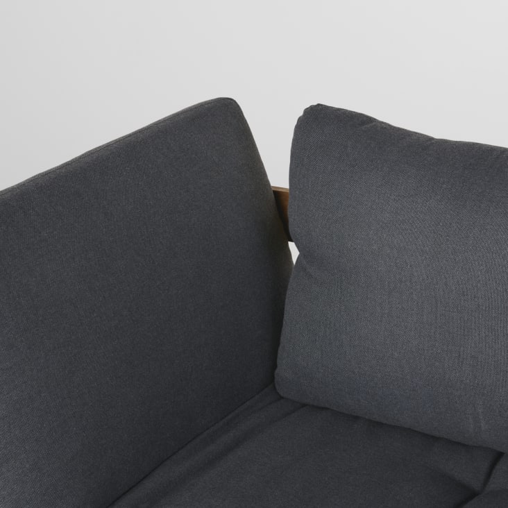 Maisons du Monde Relax - Banqueta de jardín modular de 3 plazas en madera de acacia con cojines gris antracita de tejido Promoción trimestral