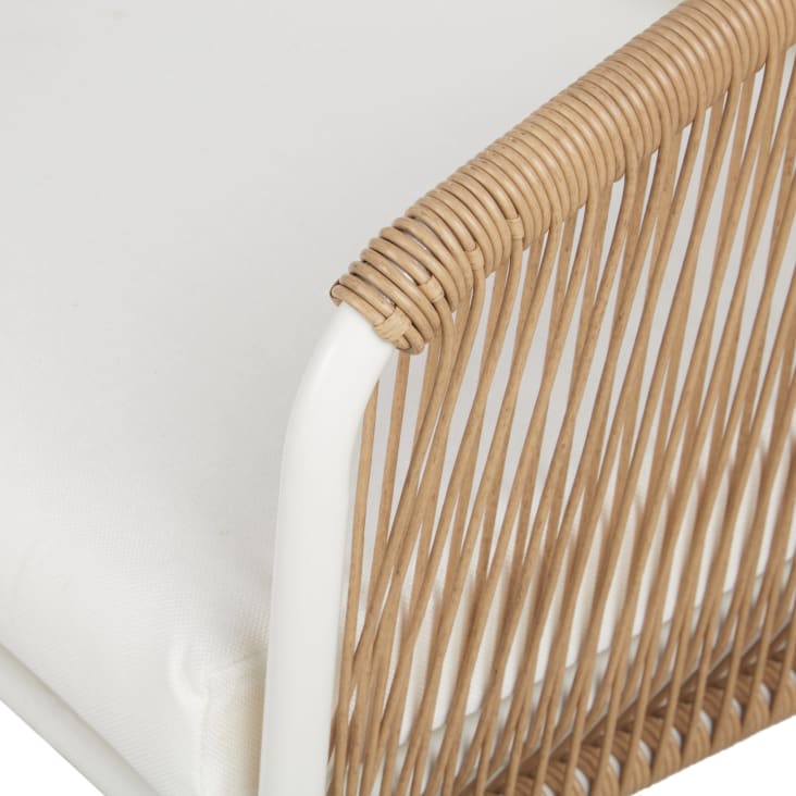 Maisons du Monde Arun - Sofá de jardín de 3 plazas de resina reciclada beige y metal blanco Solo queda un día