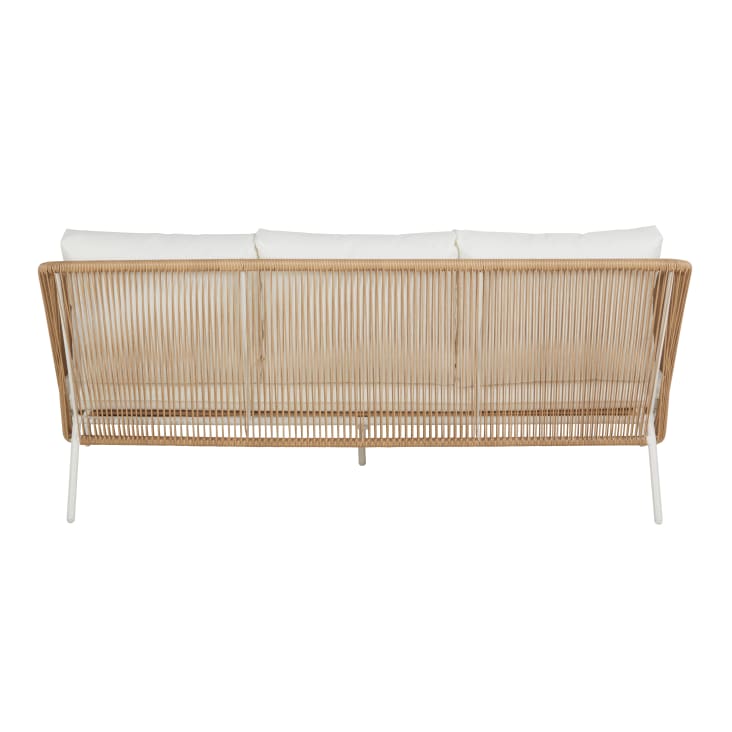 Maisons du Monde Arun - Sofá de jardín de 3 plazas de resina reciclada beige y metal blanco Solo queda un día