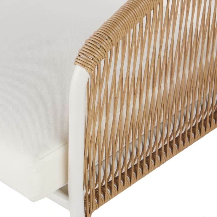 Maisons du Monde Arun - Sofá de jardín de 2 plazas de resina beige y metal blanco Superdescuento