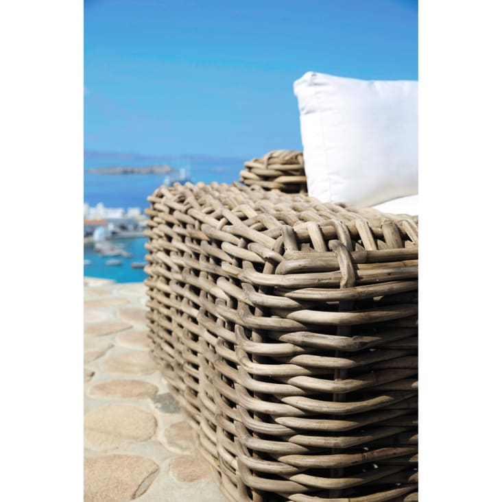 Maisons du Monde St Tropez - Sofá de 3/4 plazas de ratán y cojines crudo Grandes descuentos