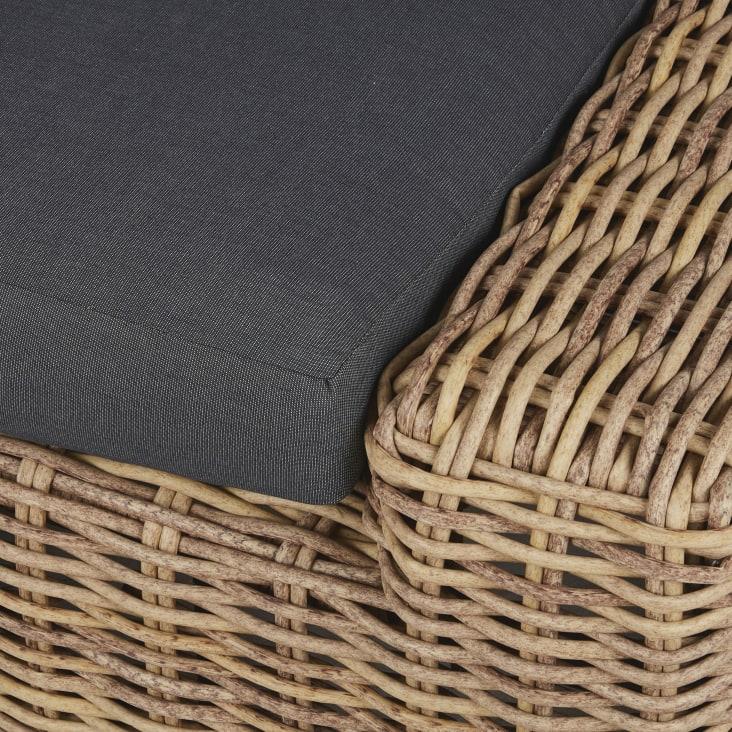 Maisons du Monde Cerrado - Sofá de exterior para 3/4 personas de resina trenzada reciclada efecto ratán y poliéster reciclado gris antracita Envío internacional gratuito
