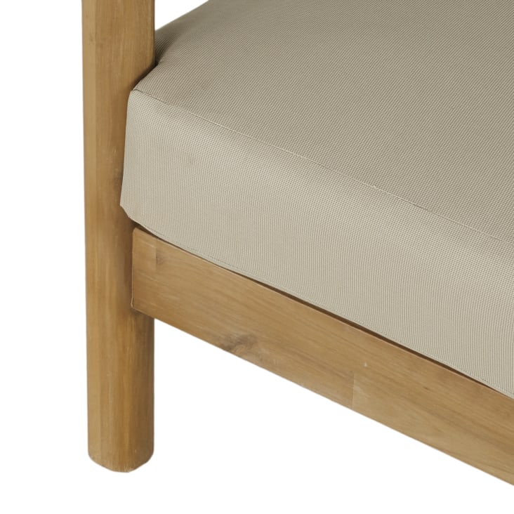 Maisons du Monde Moscari - Sofá de jardín de 3 plazas de madera de acacia maciza con cojines de tela reciclada beige Precios de Black Friday
