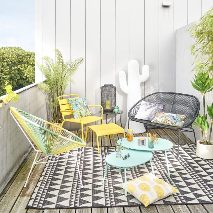 Maisons du Monde Copacabana - Banco de jardín apilable de 2/3 plazas de hilo de resina y metal negro Última moda