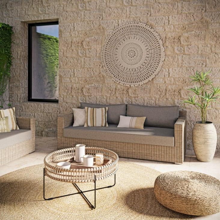 Maisons du Monde St Raphaël - Sofá de jardín de 3 plazas de resina trenzada Descuento por venta flash