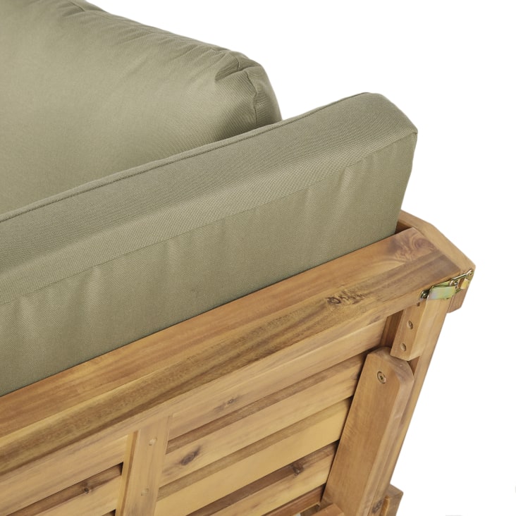 Maisons du Monde Relax - Sofá de exterior de 3/4 plazas de madera de acacia y poliéster reciclado verde caqui Ofertas de temporada