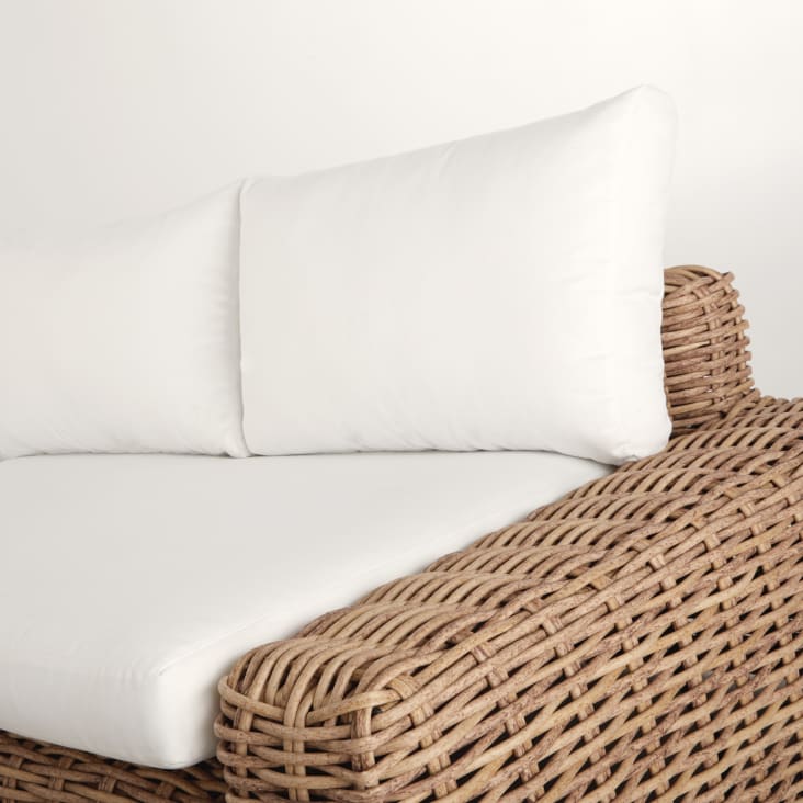 Maisons du Monde Cerrado - Conjunto de muebles de jardín de 5 plazas de imitación de ratán tejido de resina reciclada con cojines de poliéster reciclado de color blanco hueso Grandes ahorros