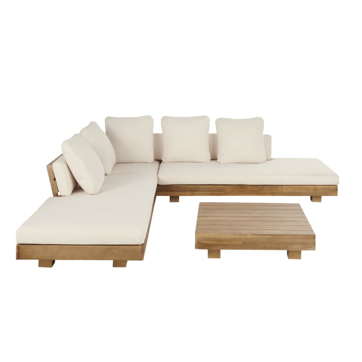 Maisons du Monde Porto Rico - Salón de jardín de 6 plazas en madera de acacia y tejido reciclado color crudo