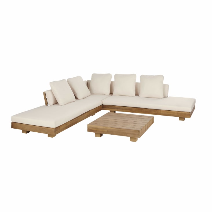 Maisons du Monde Porto Rico - Salón de jardín de 6 plazas en madera de acacia y tejido reciclado color crudo Precio ultrabajo
