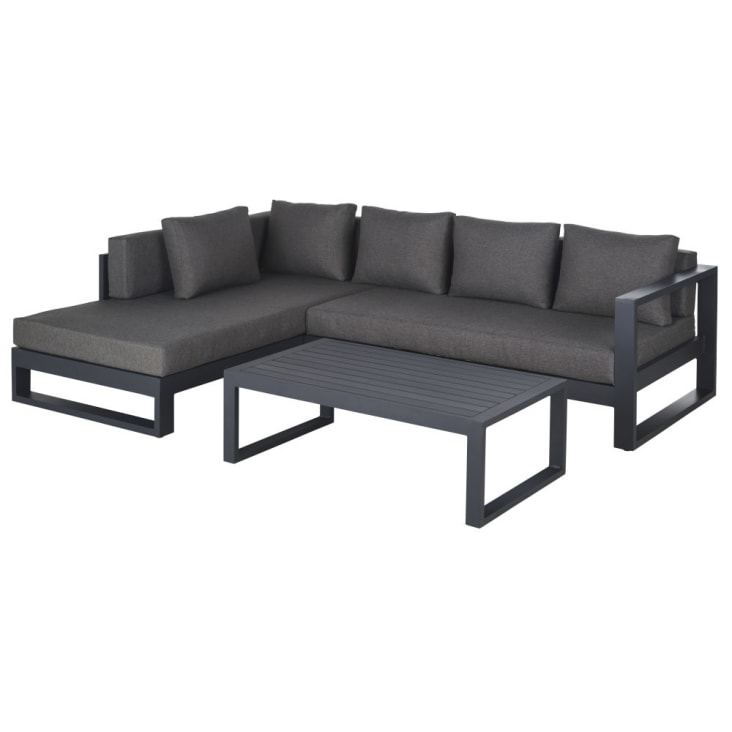 Maisons du Monde Thetis - Salón de jardín de 5 plazas de aluminio gris antracita y mesa a juego 2025