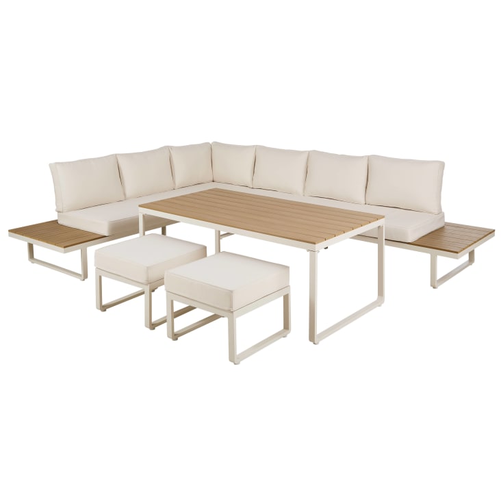 Maisons du Monde Limassol - Salón de jardín de 5 plazas de aluminio beige con cojines beige Outlet