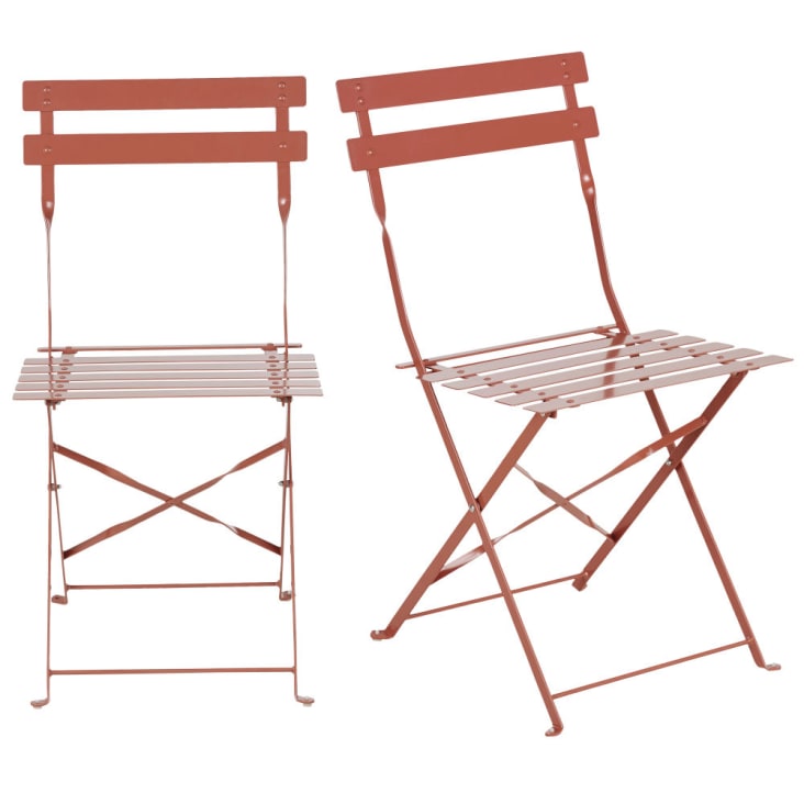 Maisons du Monde Guinguette - Sillas de jardín plegables de acero terracota (x2)