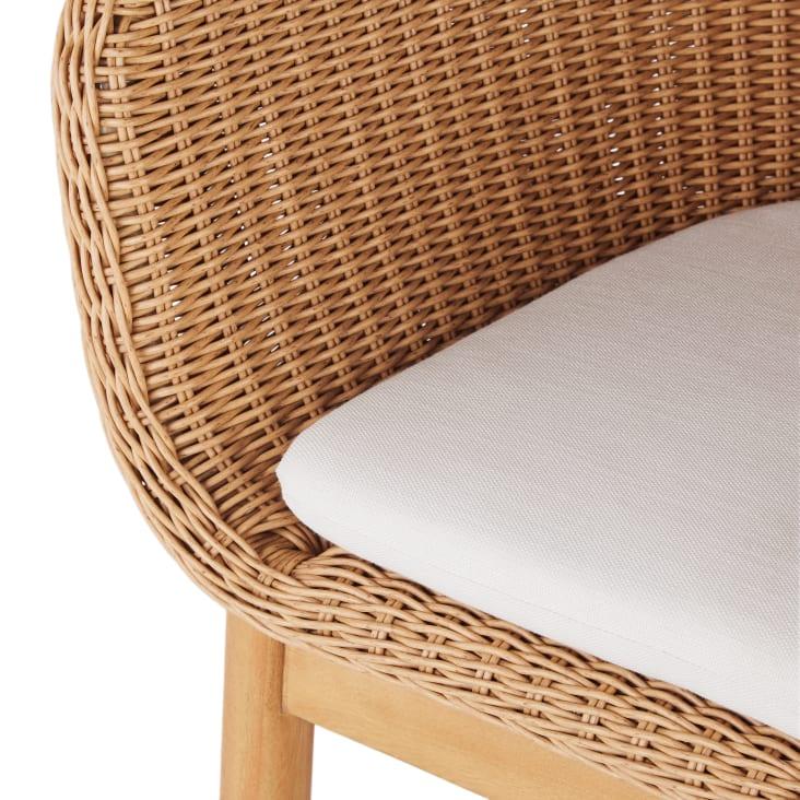 Maisons du Monde Moraira - Silla para comedor de exterior de madera de eucalipto y poliéster reciclado color crudo Ofertas