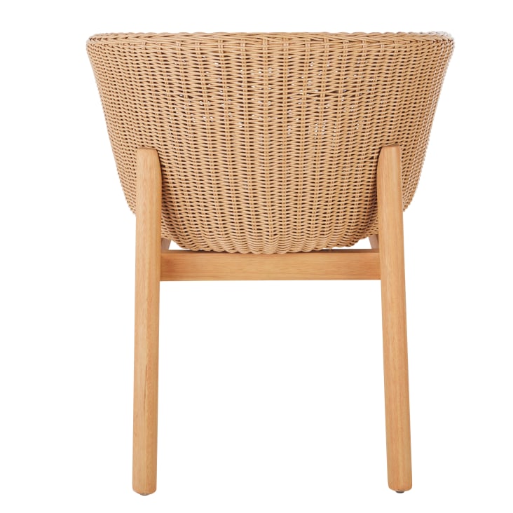 Maisons du Monde Moraira - Silla para comedor de exterior de madera de eucalipto y poliéster reciclado color crudo Ofertas