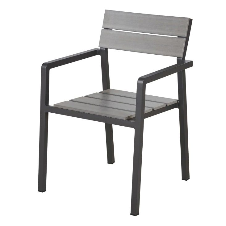 Maisons du Monde Escala - Sillas de comedor de exterior de compuesto gris claro y aluminio gris antracita (x2) En oferta