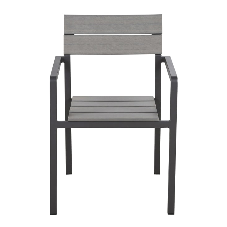 Maisons du Monde Escala - Sillas de comedor de exterior de compuesto gris claro y aluminio gris antracita (x2) En oferta
