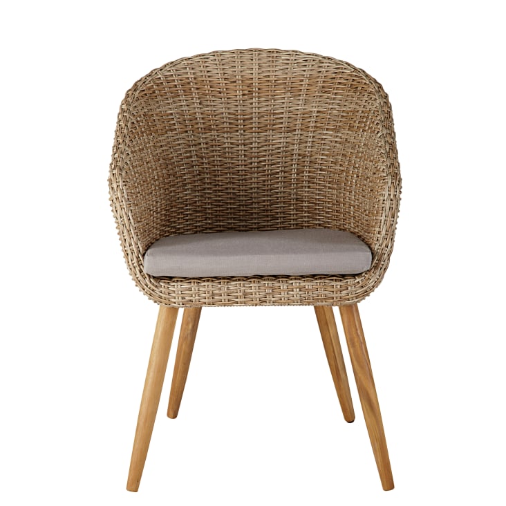 Maisons du Monde Kuta - Silla de jardín de resina trenzada y acacia maciza Rebajas baratas