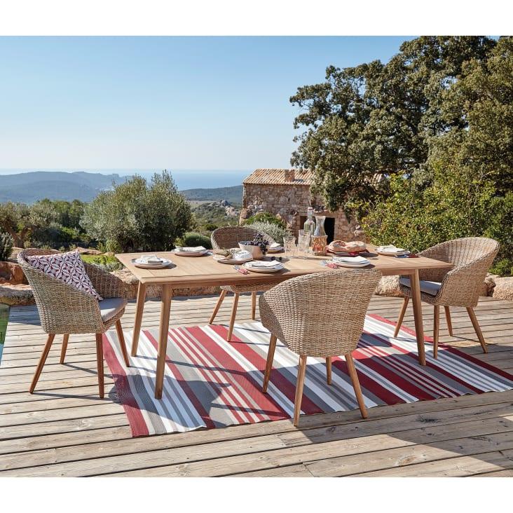 Maisons du Monde Kuta - Silla de jardín de resina trenzada y acacia maciza Rebajas baratas