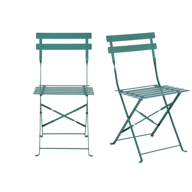 Maisons du Monde Guinguette - Sillas de jardín plegables de acero verde (x2)