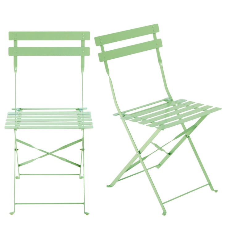 Maisons du Monde Guinguette - Sillas plegables de jardín de metal verde agua (x2) Descuento