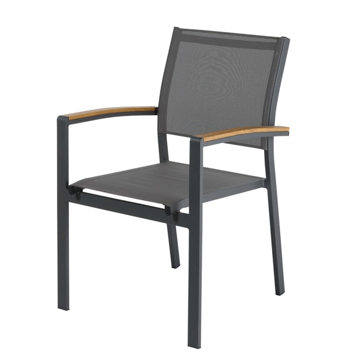 Maisons du Monde Fuji - Silla de jardín de aluminio gris antracita
