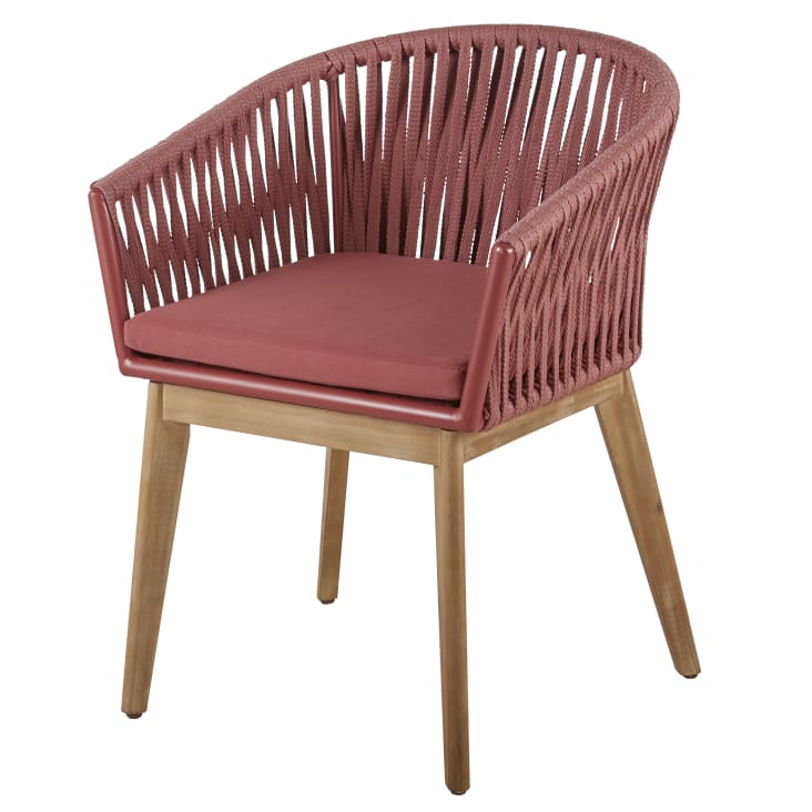 Maisons du Monde Amalfi - Sillón de jardín de cuerda terracota y acacia maciza