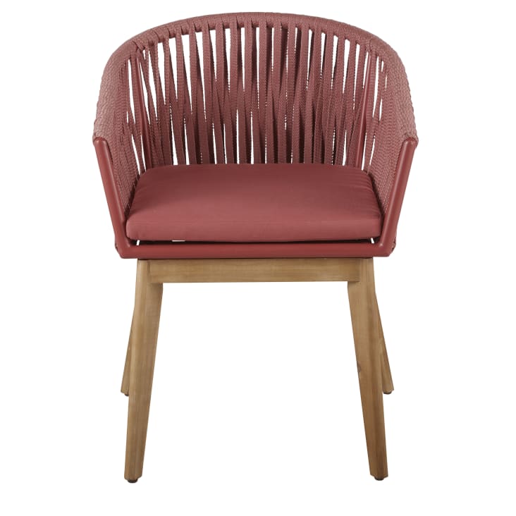 Maisons du Monde Amalfi - Sillón de jardín de cuerda terracota y acacia maciza Tienda