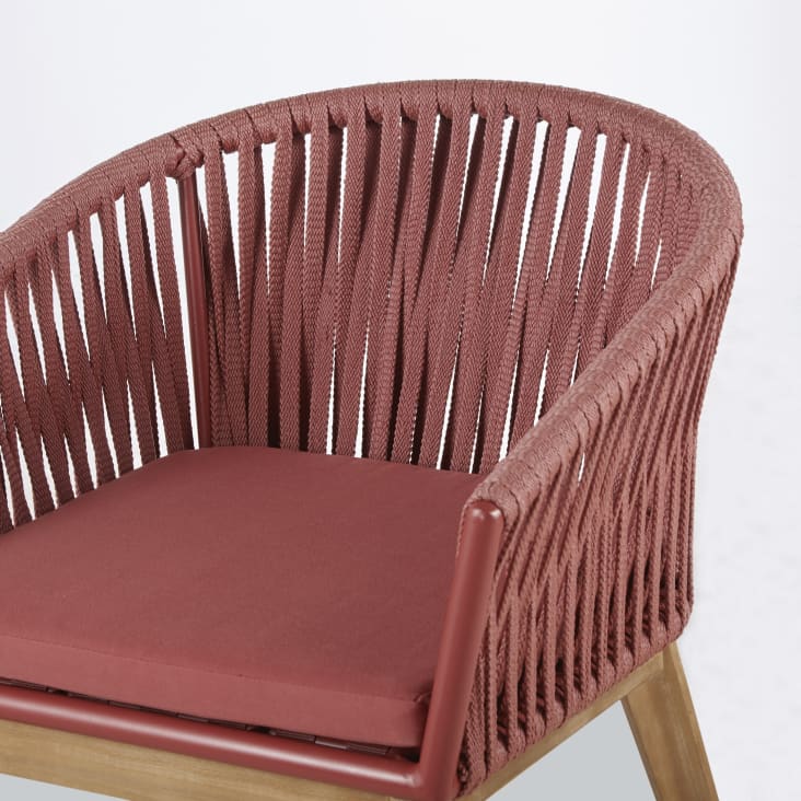 Maisons du Monde Amalfi - Sillón de jardín de cuerda terracota y acacia maciza Tienda