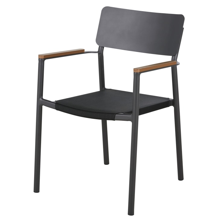 Maisons du Monde Quepos - Sillas para comedor de exterior de tela plastificada y aluminio gris antracita (x2) Liquidación