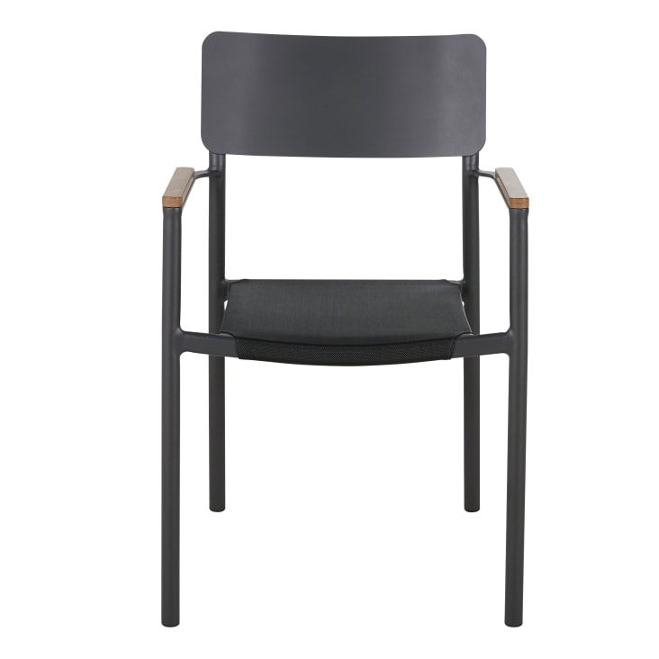 Maisons du Monde Quepos - Sillas para comedor de exterior de tela plastificada y aluminio gris antracita (x2) Liquidación