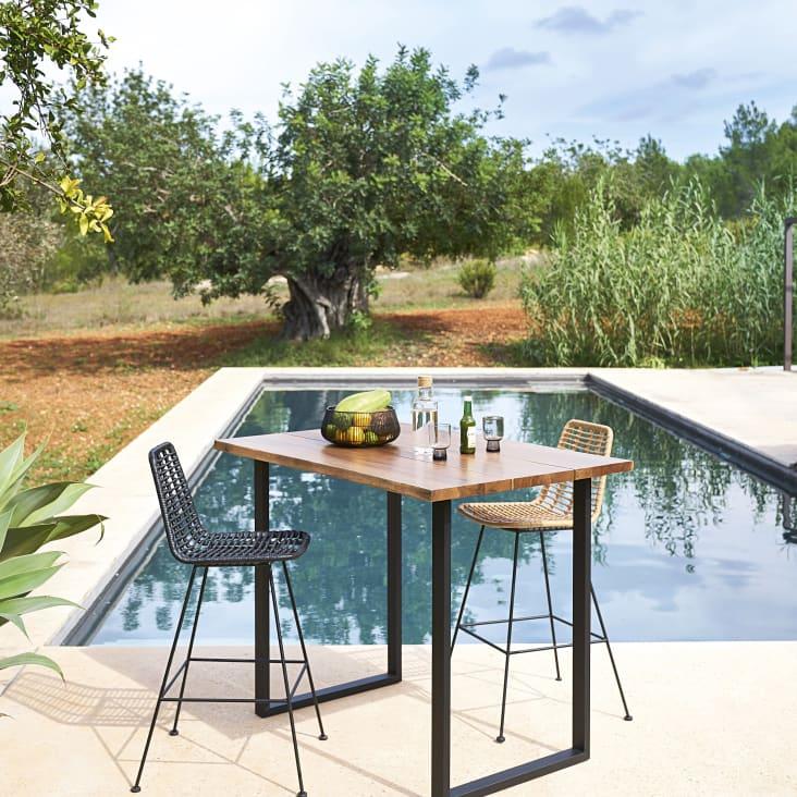 Maisons du Monde Selva BUSINESS - Silla alta de jardín profesional de resina reciclada y metal negro Mejor oferta