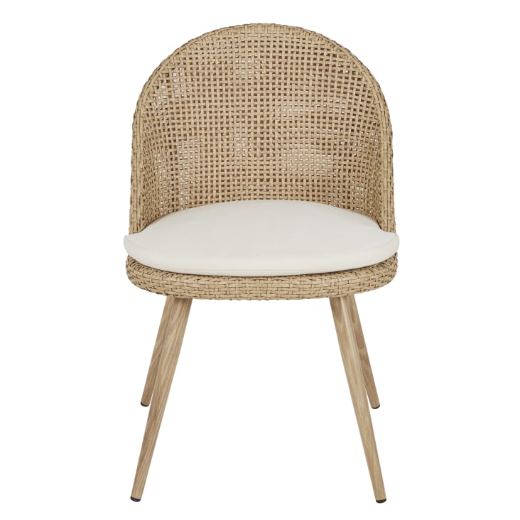 Maisons du Monde Melio - Sillas de jardín de rejilla de resina efecto ratán con cojín color crudo (x2) Rebajas online